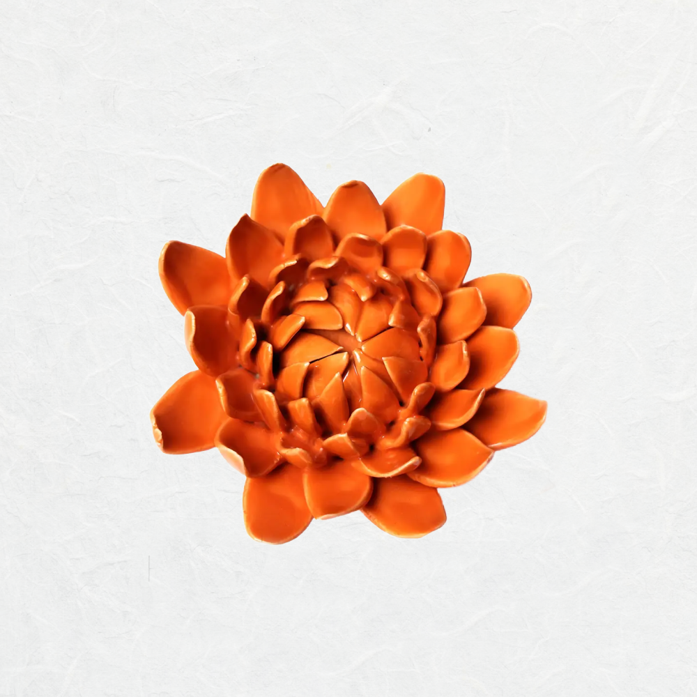 Chive-Hand-Made-Ceramic-Orange-Dahlia-Flower-