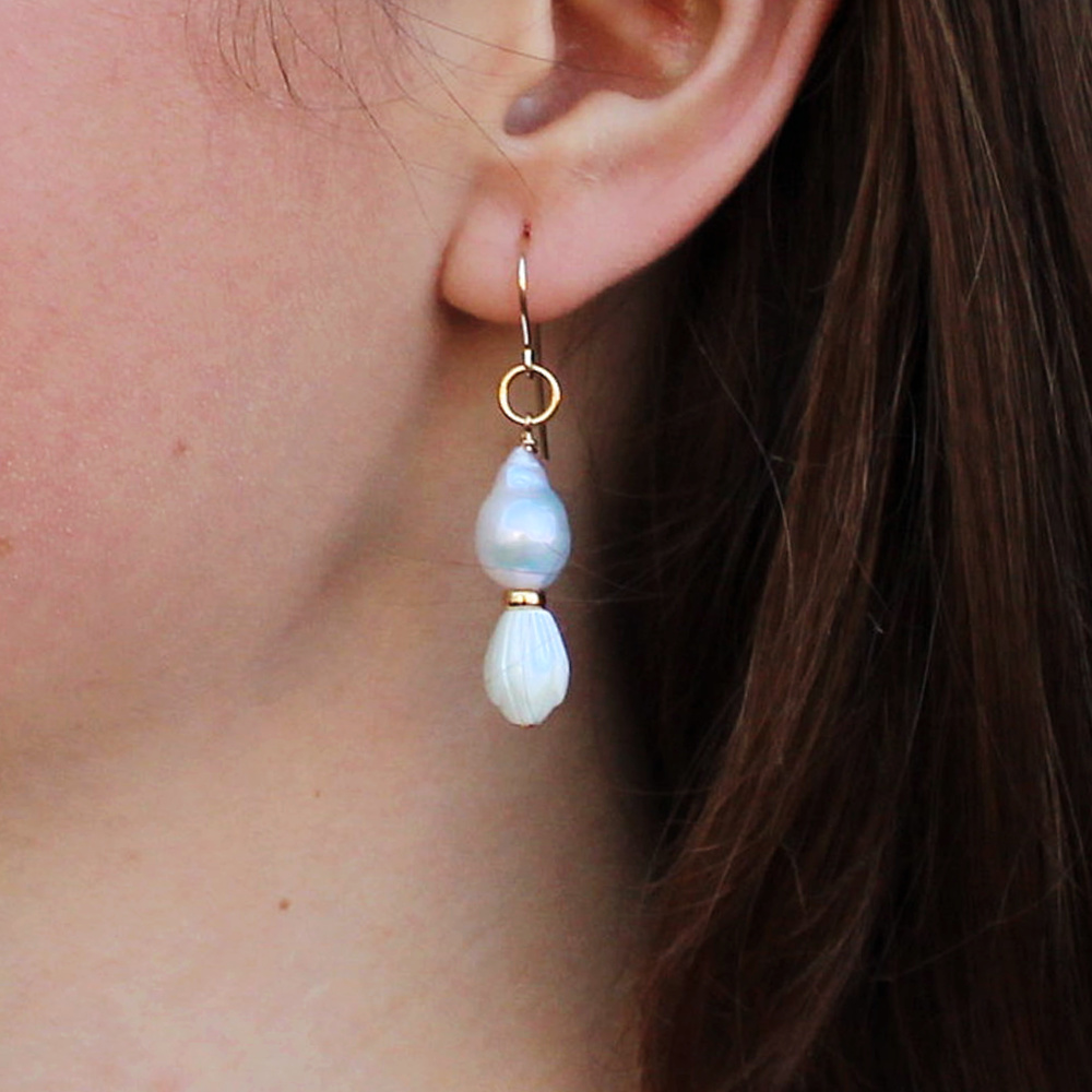 asymmetrical-pikake-and-pearl-earrings