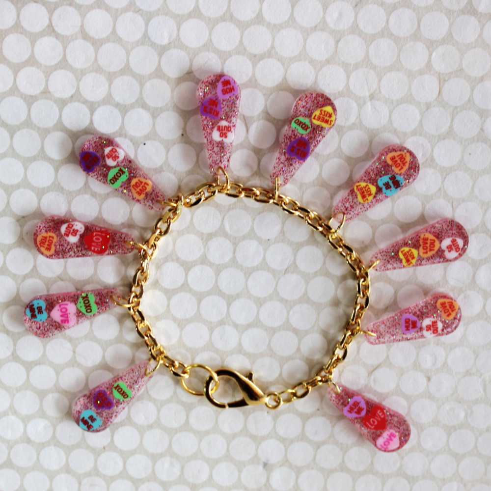 conversation-hearts-charm-bracelet