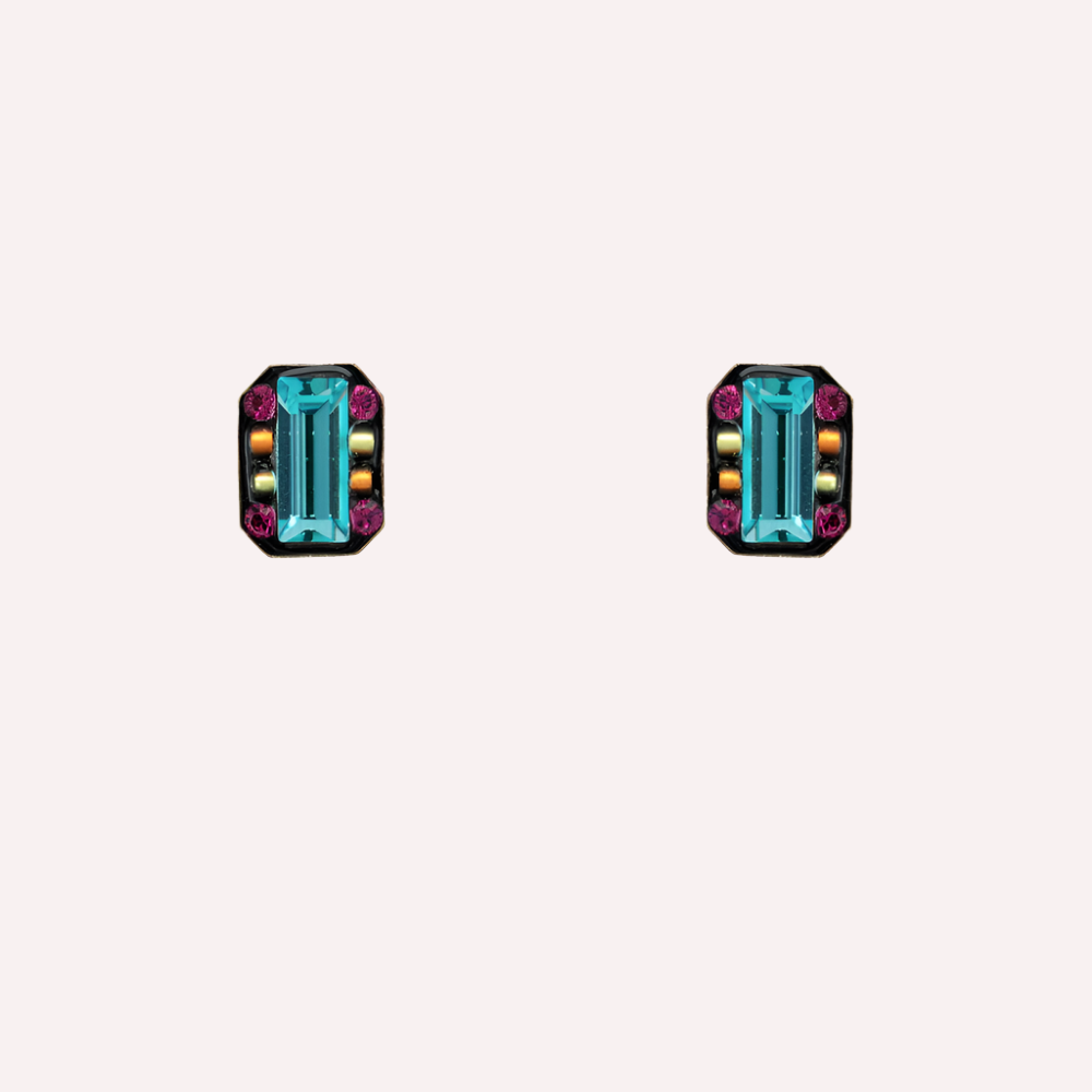 cyan-rectangular-stud-earrings