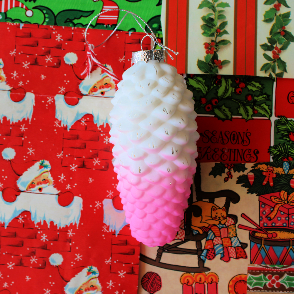 frosted-neon-pinecone-ornaments