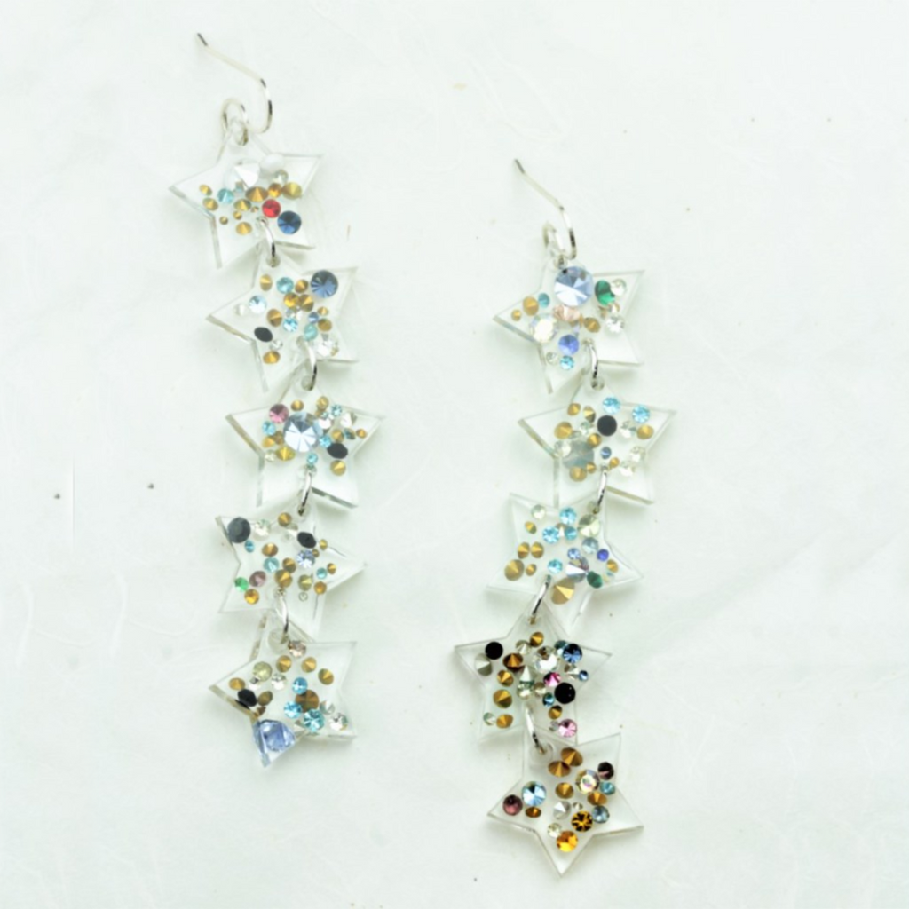 Anna 5 Star Vintage Rhinestone Earrings - Coco and Duckie 